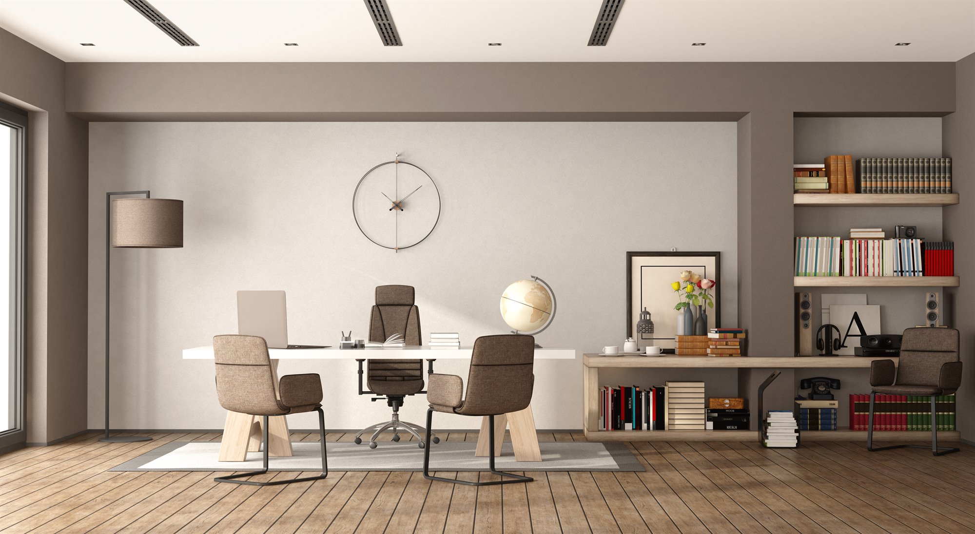 Commercial painting project in a reception area