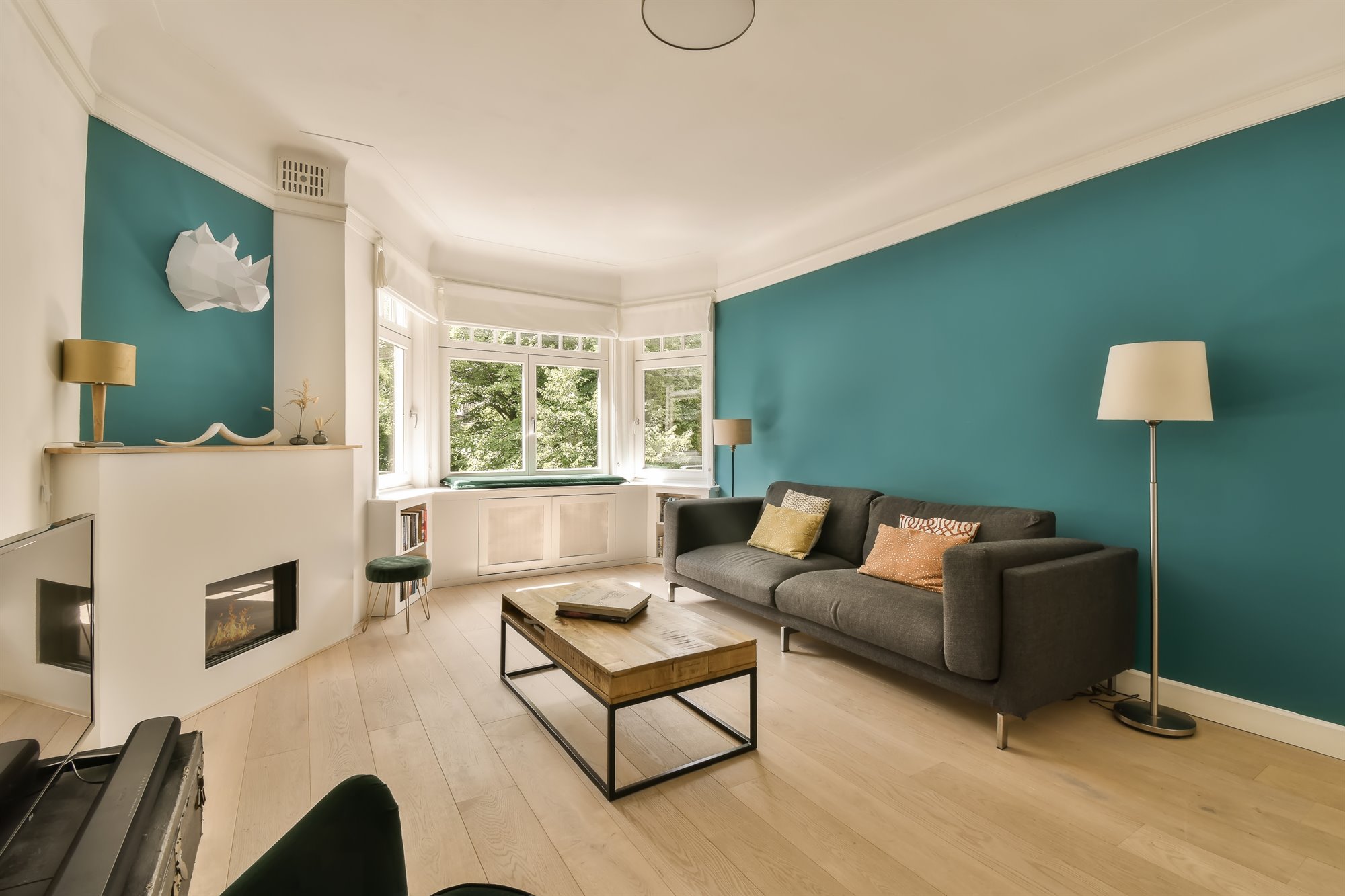 Feature wall painting project in a styled interior