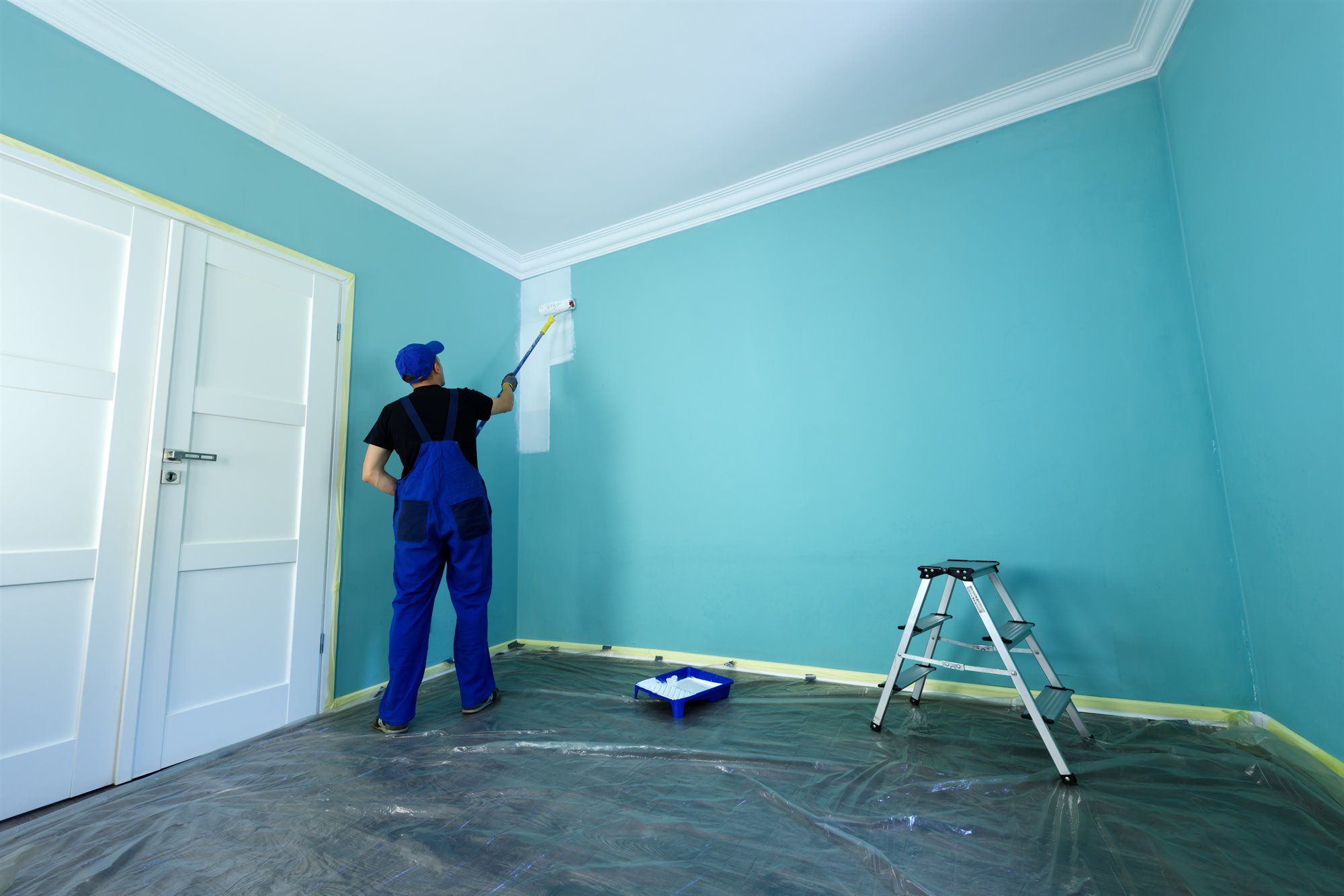 Interior painting project in a calm, premium living room